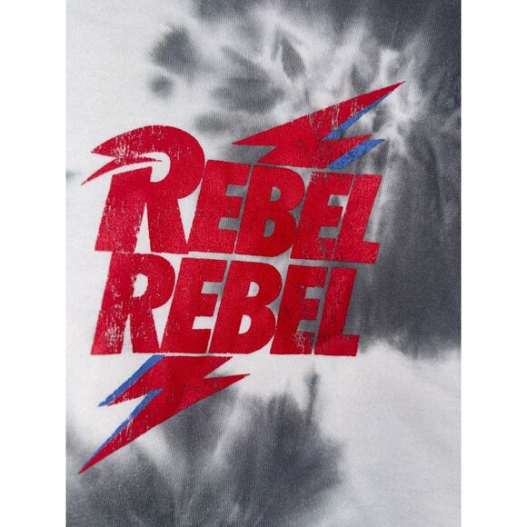 David Bowie Rebel Rebel Tie Dye Cropped Sweatshirt M/M Gray & White Polyester - Picture 4 of 8